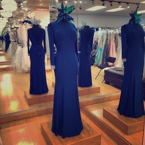 Long royal blue jersey dress